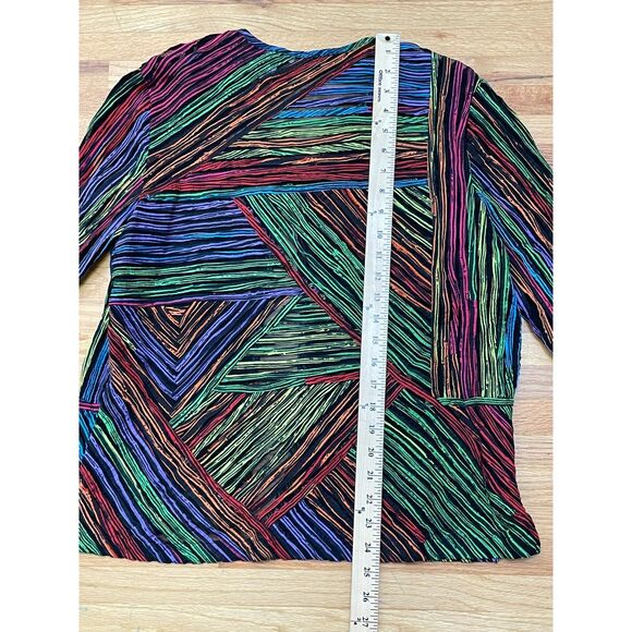 Laura Ashley Women's M Green Blazer Mesh Jacket VTG Grosgrain Funky Artsy Stripe - Picture 4 of 6